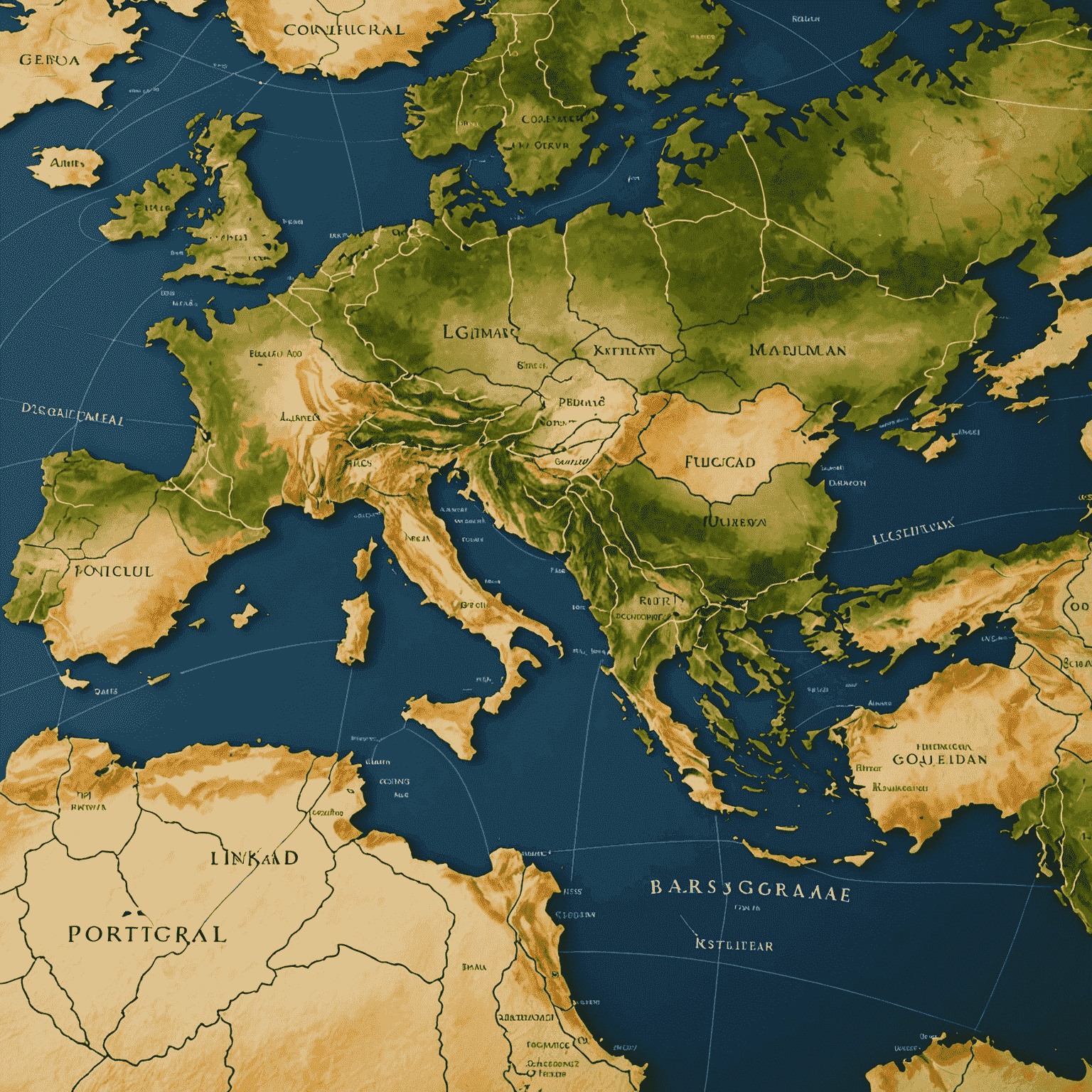 Mapa-múndi com Portugal destacado e linhas conectando-o a vários países, simbolizando a expansão global do luckygold777_com